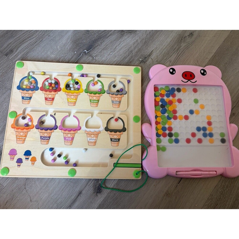 Set Of 2 Magnetic Fine Motor Skills Learning Toy Board For Baby Toddler Sensory